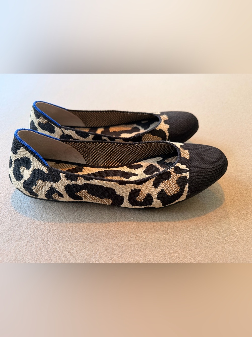 Rothy's The Square Flat In Desert Cat Black And Tan Animal Print Flats Size 7